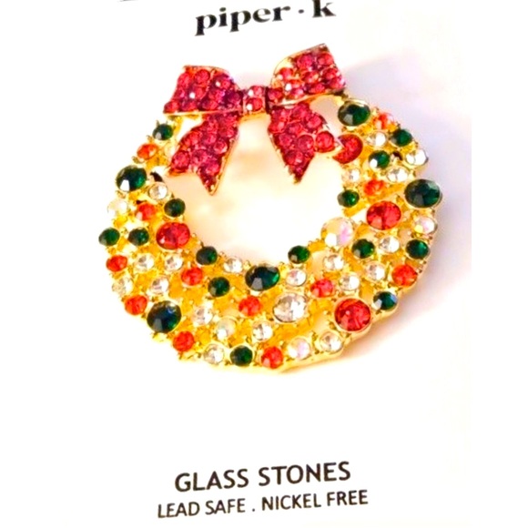 NWT ⚜️♥️⚜️ Piper K Gorgeous Christmas Wreath Pin - Picture 1 of 3